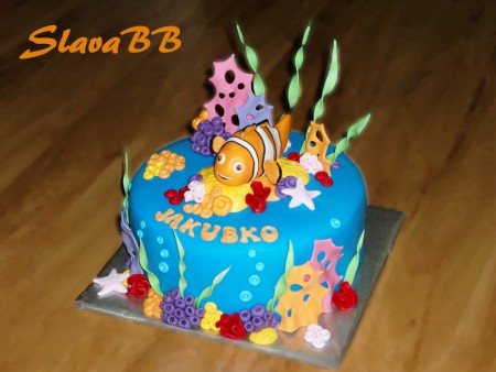Torta "Nemo - Cake Nemo " cesto: čokoládové plnka: parížsky krém čokoládový a kokosová plnka váha: 3,7 kg